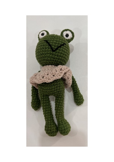 El Yapımı Amigurumi Kurbağa Anahtarlık - Örgü Tasarım 20 Cm Haki Haki