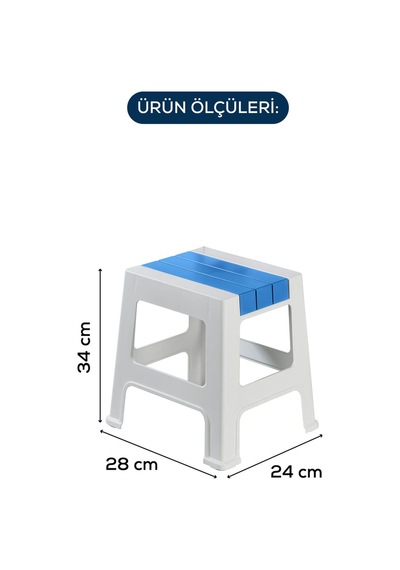 Vienev Plastik Küçük Tabure Mavi Mavi