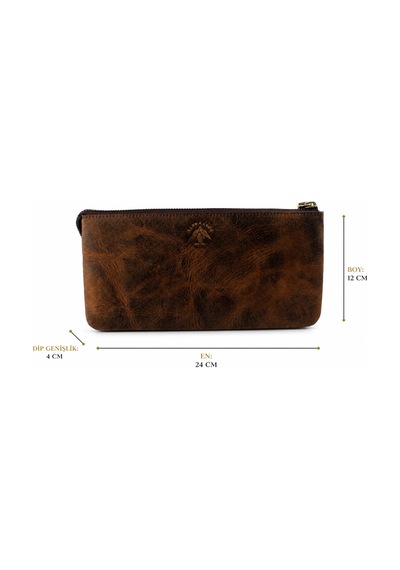 Alphaclub Bag Erkek Hakiki Deri Kahverengi Çok Bölmeli El Çantası Ve Cüzdan