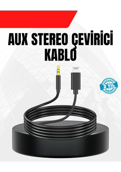 Cosmotex 1 Metre Lightning To Aux Çevirici Kablo Stereo Ses Yüksek Kalite
