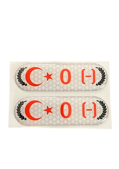Kan Grubu Sticker Damla Etiketi /reçine Damla Dolgulu /0 Negatif 0 Rh- 7x2 Cm 2 Adet Çok Renkli