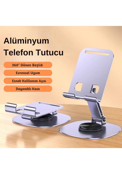 Masaüstü Alüminyum Telefon Tutucu, Katlanabilir Telefon Standı, Ergonomik Tasarım, Dayanıklı Sağlam Yapı, Evren