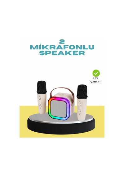 Mey İthalat Led Işıklı Taşınabilir Karaoke Hoparlör Usb & Aux Girişli