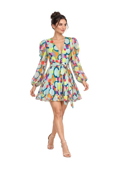 Lili Woman Kadın V Yaka Renkli Geometrik Desenli Kuşaklı Mini Elbise Çok Renkli Lw.gk-elb004ck Lili Woman Kadın V Yaka Renkli Geometrik Desenli Kuşaklı Mini Elbise Çok Renkli Lw.gk-elb004ck