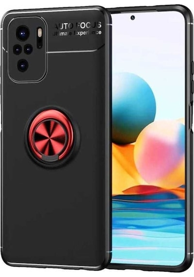 Xiaomi Redmi Note 10 Kılıf Zore Ravel Silikon Kapak Siyah-Kırmızı