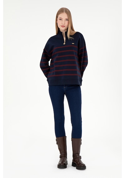 U.S. Polo Assn. Kadın Lacivert Fermuarlı Dik Yaka Sweathirt 50298989-VR033