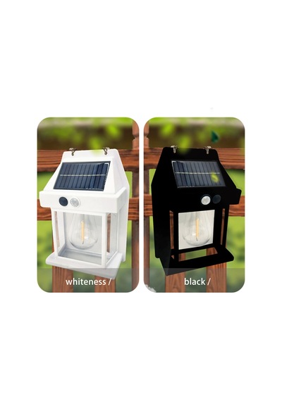 Solar Enerjili Led Bahçe Aydınlatması Su Geçirmez Lamba Bahçe Garaj Ev Aydınlatma Siyah 1 Ad Beyaz