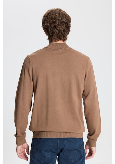 AC&Co / Altınyıldız Classics Erkek Vızon Standart Fit Normal Kesim Yarım Balıkçı Yaka Triko  Kazak Vizon
