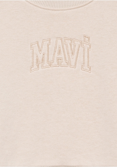 Mavi - Mavi Logo Baskılı Bej Crop Sweatshirt 7s10078-70072 Bej