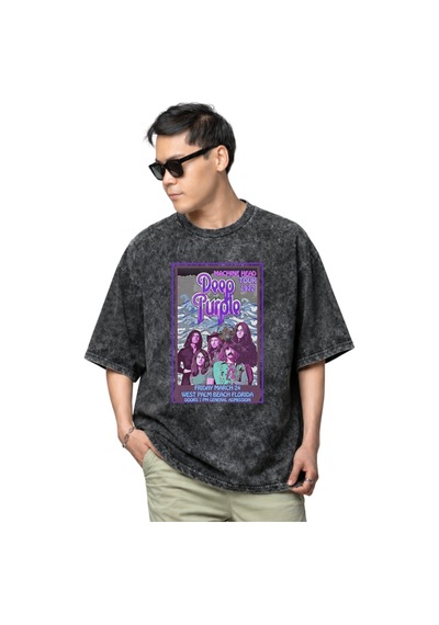 Sevbano Deep Purple Rock Metal Müzik Grubu Baskılı Unisex Oversize Vintag Siyah
