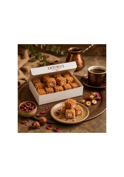 Kadayıf Kaplı Güllü Fındıklı Lokum 250gr %100 Pancar Şekeri - 886782055