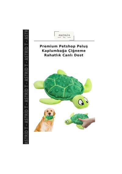Premium Petshop Peluş Kaplumbağa Çiğneme Rahatlık Canlı Dost