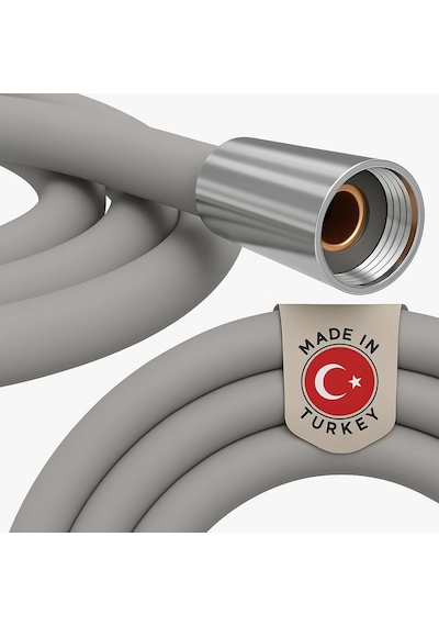 Gri Silikonlu Duş Hortumu, 150 Cm, Esnek Ve Kırılmaya Dayanıklı, Evrensel Bağlantılı, Sızdırmaz Genel