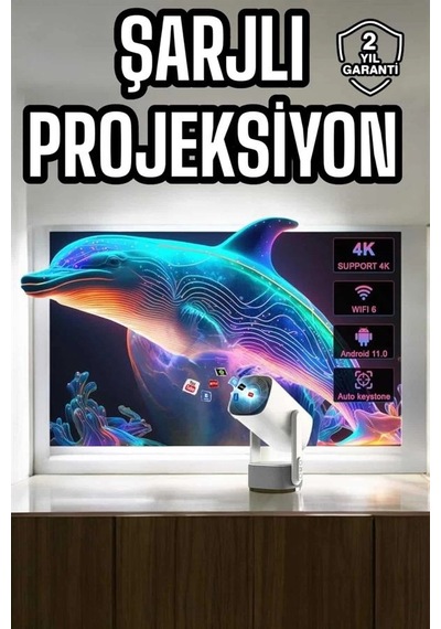 Taşınabilir Sinema Oyun Projektörü Akıllı Projeksiyon Android 11 Yeni Nesil