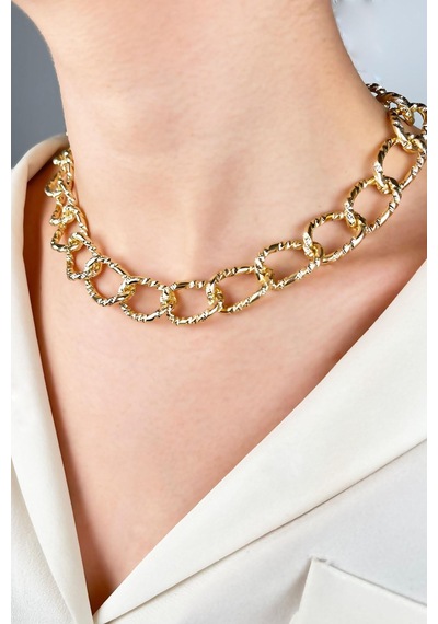 Kesme Model Zincir Kolye - Gold Gold
