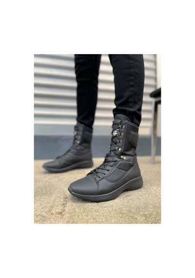 DMR Elegance Bay Bot Jy799 Verton Bağcıklı Ortopedik Taban Günlük Cilt Erkek Askeri Postal Bot Cst Siyah