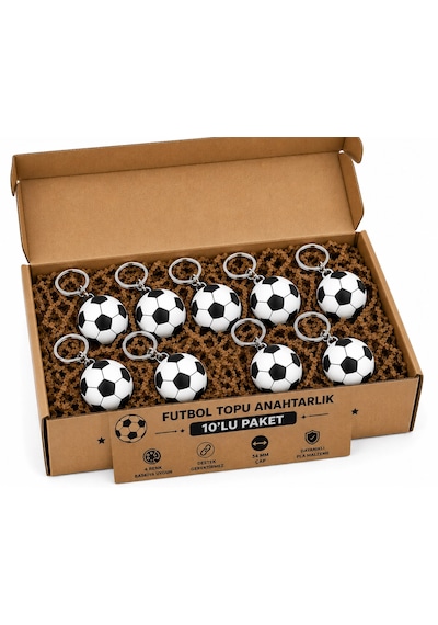 Anahtarlık Futbol Topu 3 Cm Siyah Beyaz 10 Lu Paket Qtop Q-1023