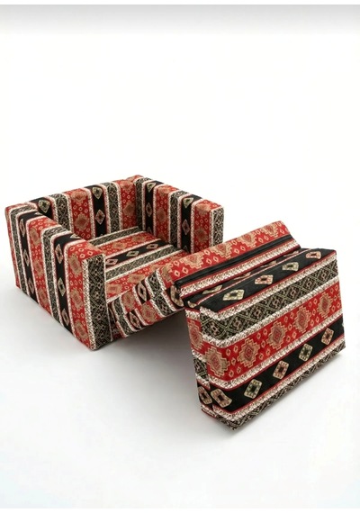 Çocuk Koltuğu Komple Sünger Katlanabilir Yataklı Minder Yatak 0-4 Yaş Siyah Kilim Desen Standart