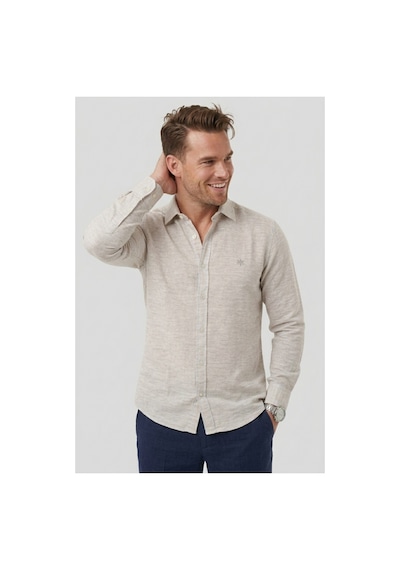 Deepsea Krem Slim Fit Çizgili %100 Pamuk Erkek Gömlek Nefes Alan Şık Günlük Gömlek 2602626