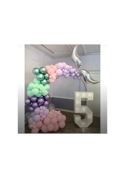 Krom Mor Yeşil Makaron Lila Mint Yeşili Makaron Pembe Balon Zinciri 100 Adet Mix