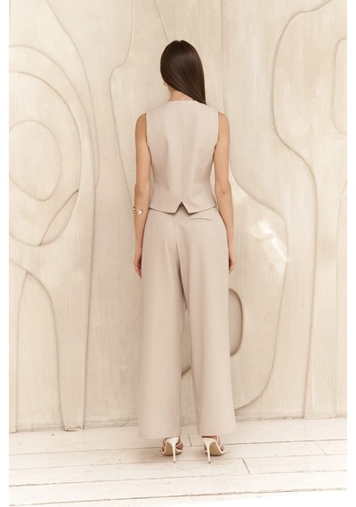 Mai Collection Mai Studios Co. Diaz Düğme Detaylı Koyu Bej Pantolon Koyu Bej