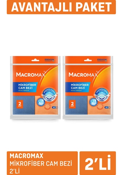 Macromax Mikrofiber Cam Bezi 2 X 2'li 2 Adet Renkli