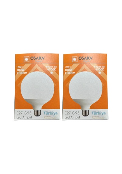 15w 100w 6500k Beyaz Işık E27 G95 Led Ampul, 2 Adet Diğer