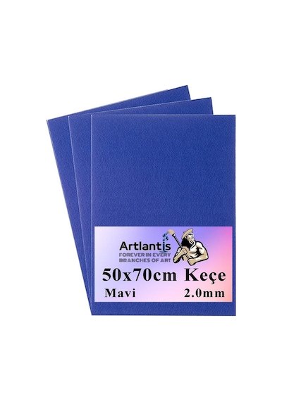 Mavi Keçe 50 x 70 CM 2.0 MM 3 Adet Renkli Hobi Keçesi Elişi Keçesi Anasınıfı Kreş Okul Öncesi