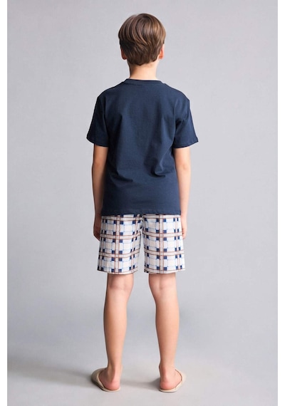Defacto Regular Fıt Desenli 2li Pijama Takımı Erkek Çocuk H4112a826hsnv135 Lacivert-nv135