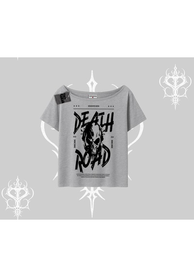 Startmore Startmore Kayık Yaka Tshirt Death Road Memento Mori Street Manifest Gri