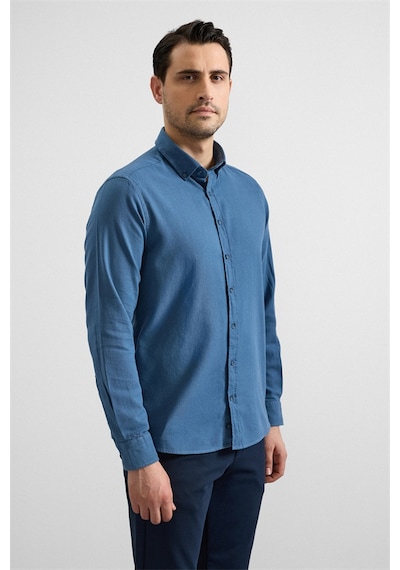 Süvari Mavi Slim Düğmeli Yaka Düz Casual Gömlek Gm2008000264-m04 Mavi Süvari Mavi Slim Düğmeli Yaka Düz Casual Gömlek Gm2008000264-m04 Mavi