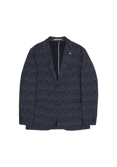 Ac&Co / Altınyıldız Classics Erkek Lacı Slim Fit Dar Kesim Mono Yaka Kazayağı Desenli Ceket Lacı Lacivert