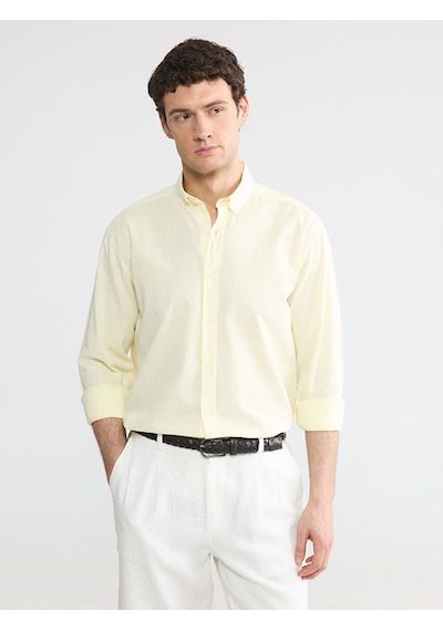 Lcw Vision Sarı Regular Fit Keten Karışımlı Erkek Gömlek