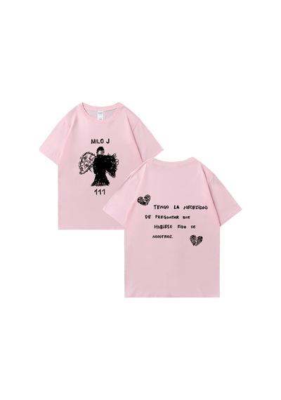 Flood Of Style Rapçi Milo J T Shirt 111 Albümü Merch Baskı T-shirt Erkekler Kadınlar Saf Moda Kalça Hopt-shi Pembe
