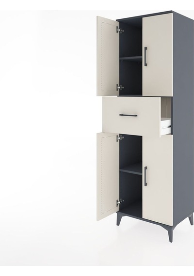 Hyperion Dolap 3 Raflı Tek Çekmeceli 4 Kapaklı 60x44x195 Antr... Antrasit Hyperion Dolap 3 Raflı Tek Çekmeceli 4 Kapaklı 60x44x195 Antr... Antrasit