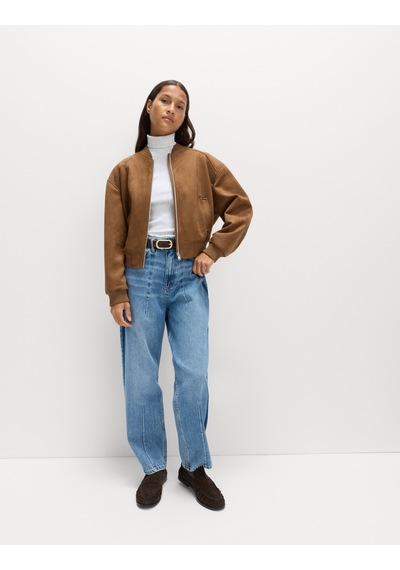 Marks & Spencer Suni Süet Hafif Bomber Ceket Kahverengi
