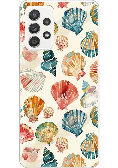 Samsung Galaxy A52 Uyumlu Deniz İncileri Baskılı Silikon Kılıf Renkli