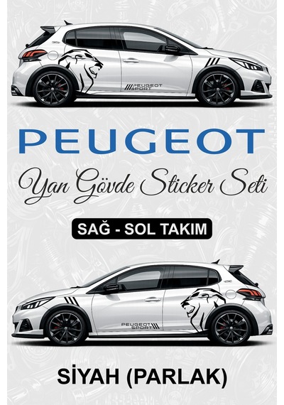 Peugeot Sport Yan Gövde Sticker Seti Siyahparlak - 864812067
