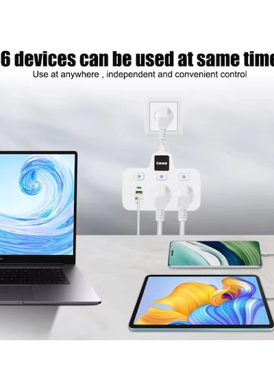 Termal Akım Korumalı 2'li Duvar Tipi Priz 2x Usb 2x Type-c Çıkışlı Priz Çoğaltıcı Beyaz Çocuk Kilit 0 M