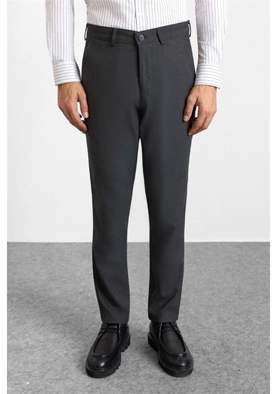 Süvari Antrasit Slim Düz Twill Normal Bel Casual Pantolon Spn2020500035-s08
