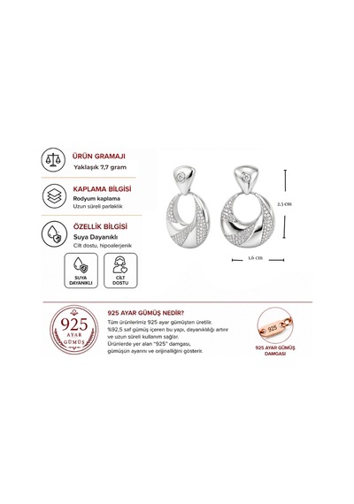 Servi 925 Ayar Gümüş Zirkon Taşlı Sarmal Halka Küpe-331
