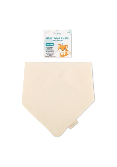 Novibaby Müslin Bebek Fular Önlük – Ekru – Mama Önlüğü Salya Bezi Ağız Mendili Bandana 30x30cm Ekru