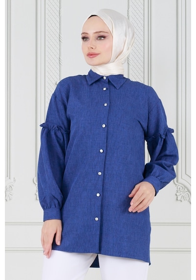 Sevitli Kolu Fırfır Detaylı Tunik-lacivert-3618-lacivert Lacivert Sevitli Kolu Fırfır Detaylı Tunik-lacivert-3618-lacivert Lacivert