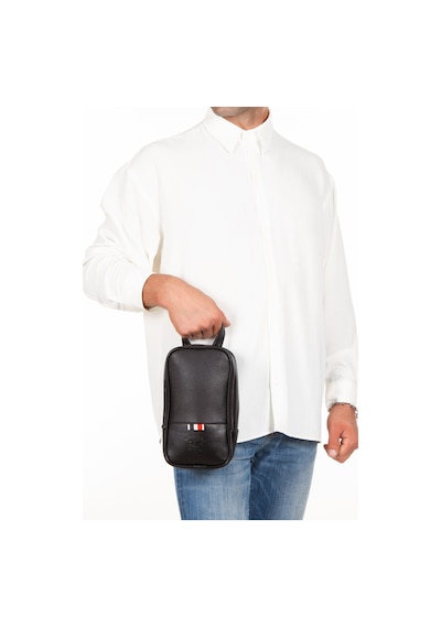 Newish Polo Erkek Deri Portföy Clutch Traş Kozmetik Bakım Ve Günlük El Çantası New168 Siyah