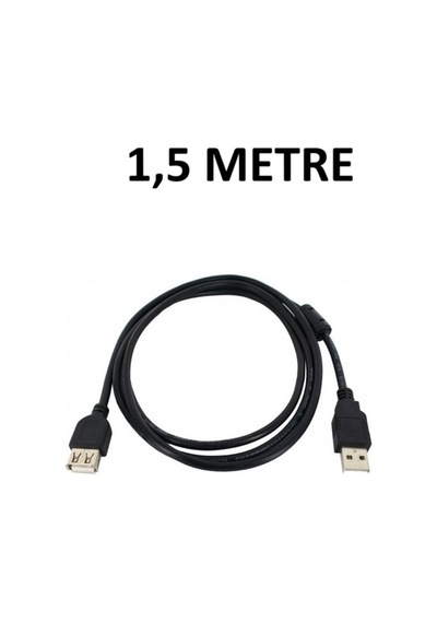 1.5 Metre Usb 2.0 Uzatma Kablosu Erkek Dişi - Ferrit Filtreli Siyah