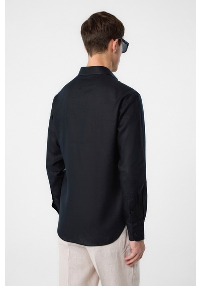 Antioch 100% Keten Comfort Fit Erkek Gömlek Siyah