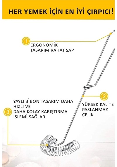 Paslanmaz Çelik Yaylı Yumurta Çırpıcı Manuel Mikser Krem Sos Karıştırıcı Pratik Mutfak Aparatı Pasla Diğer