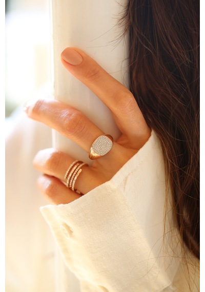 Reis Kuyumculuk T1466 Pinky White Altın Yüzük