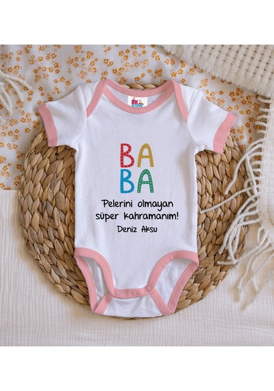Bk Gift Bk Kids Kişiye Özel Pembe Bebek Body Zıbın - Model 73 6 - 9 Ay