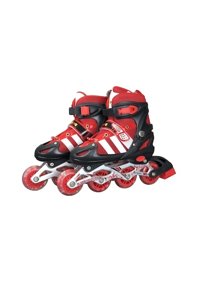 Işıklı Çift Sıra Ayarlanabilir 4 Tekerlekli Alıştırma Çocuk Pateni - Kırmızı Kırmızı
